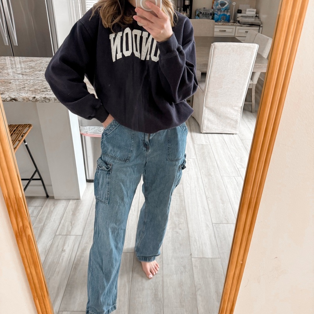 Aeropostale 90s Baggy Cargo Jeans Light Wash Wide Leg Utility Denim XL